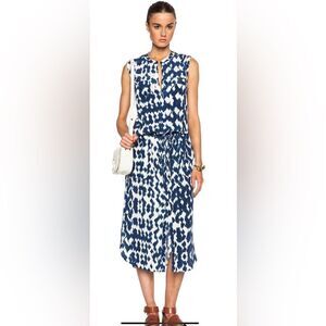 Vince Ikat Print Blue White Cargo Maxi dress XS